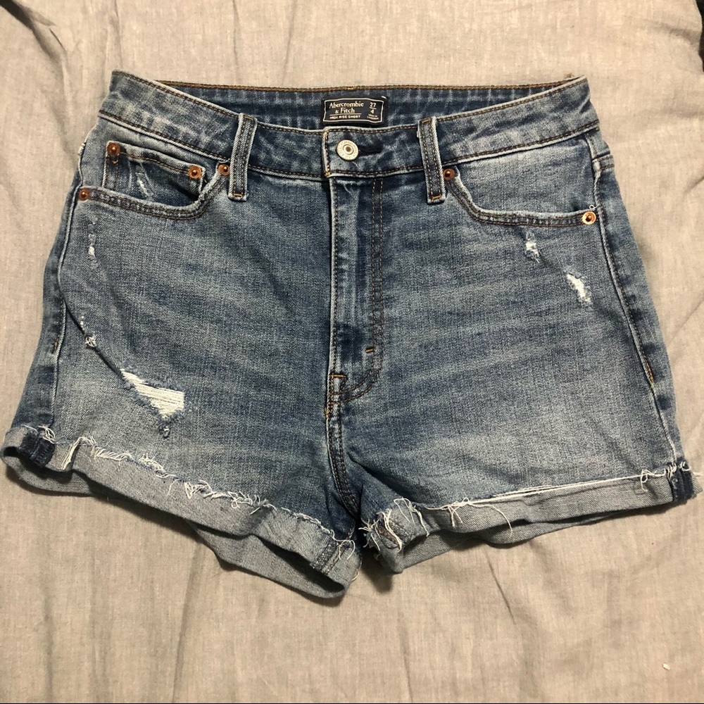 High Rise Distressed Jean Shorts